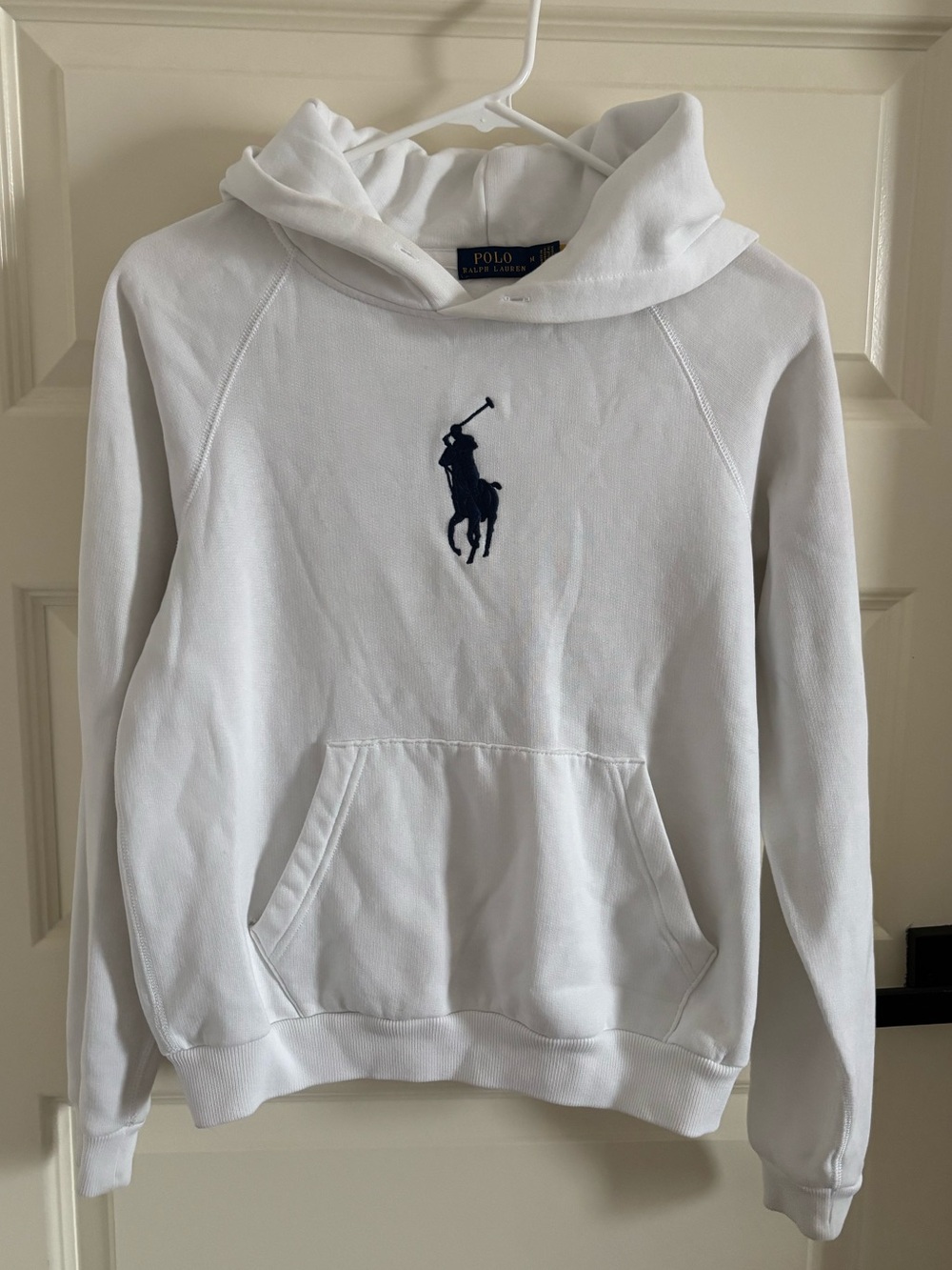 Polo Ralph Lauren White Crewneck Hoodie with Navy Pony